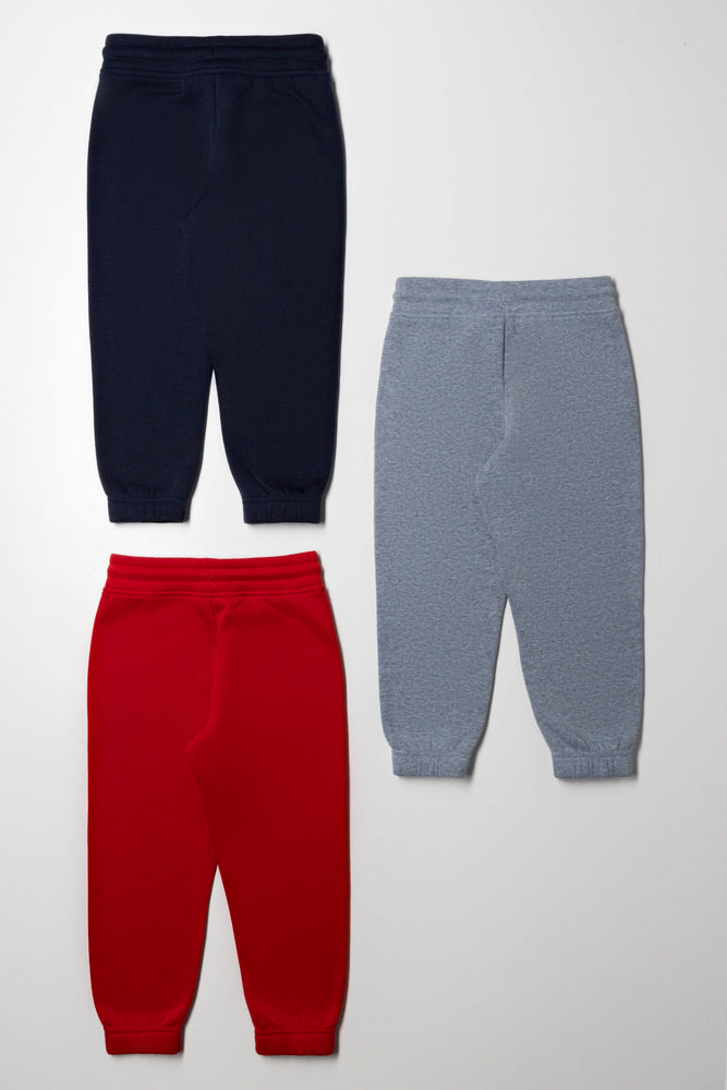 3 Pack Trackpants Red, Grey And Navy (2)