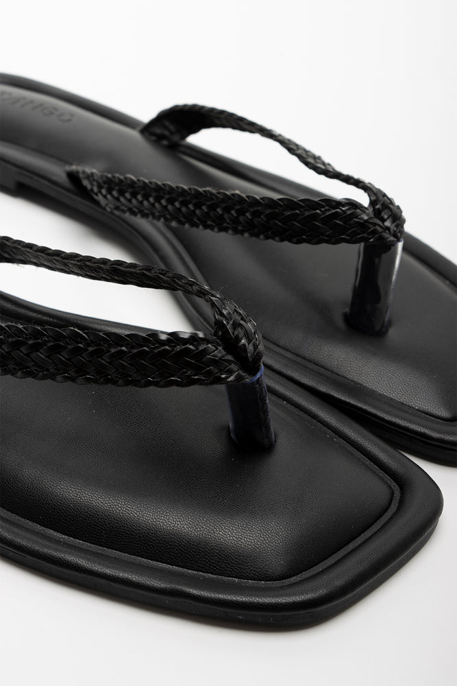 Weave Thong Sandal Black (2)