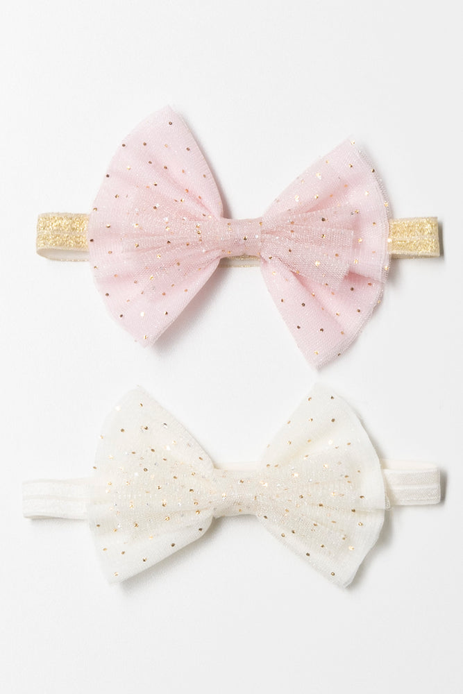 2 Pack Headband Pink And Cream