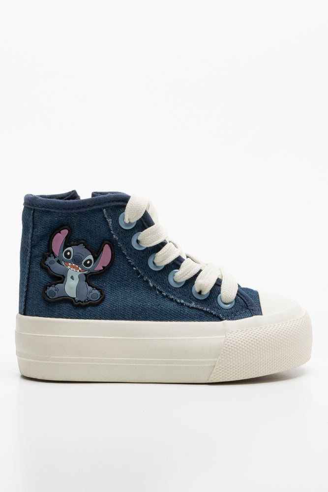 Stitch Denim High Top Sneaker Blue