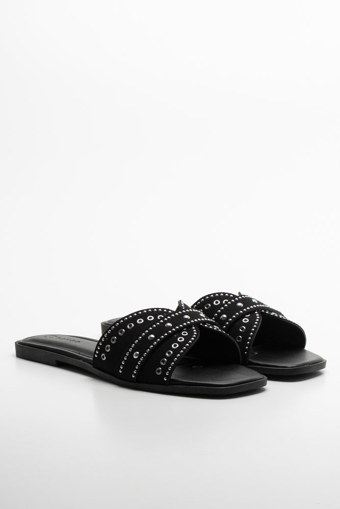 Studded Mule Sandal Black