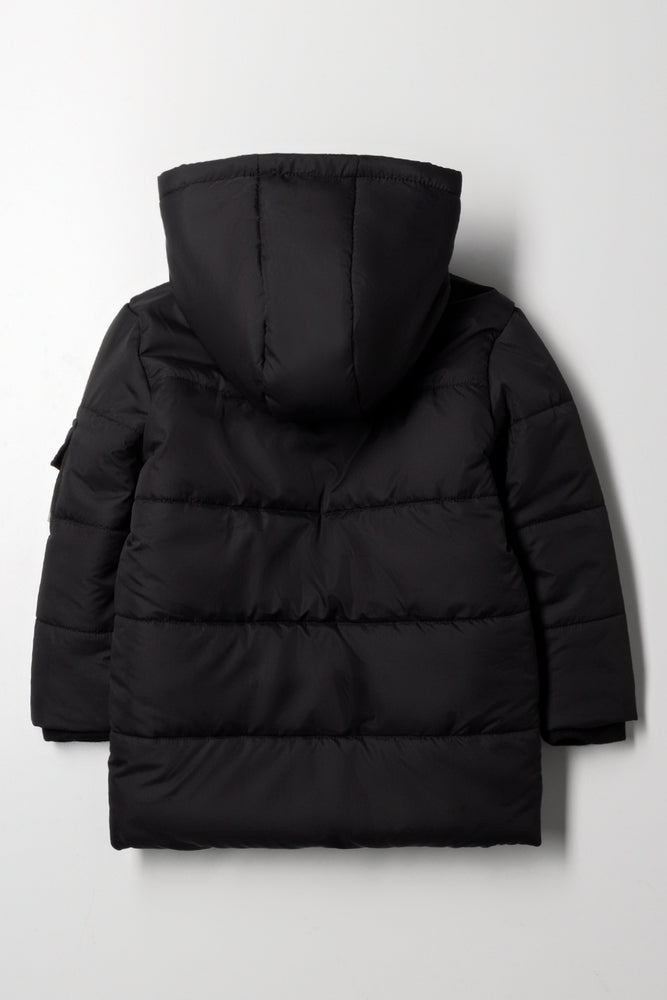 Hooded Puffer Parka Jacket Black (3)