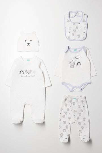 5 Piece Bear Set White