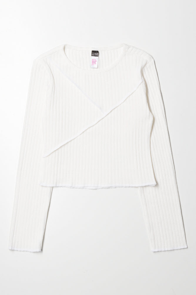 Crew Neck Rib Top Cream