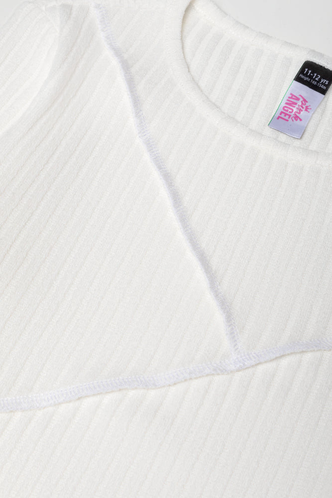 Crew Neck Rib Top Cream