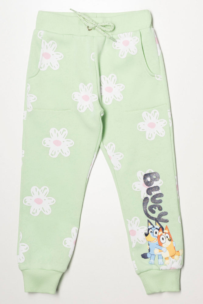 Bluey Floral Trackpants Green