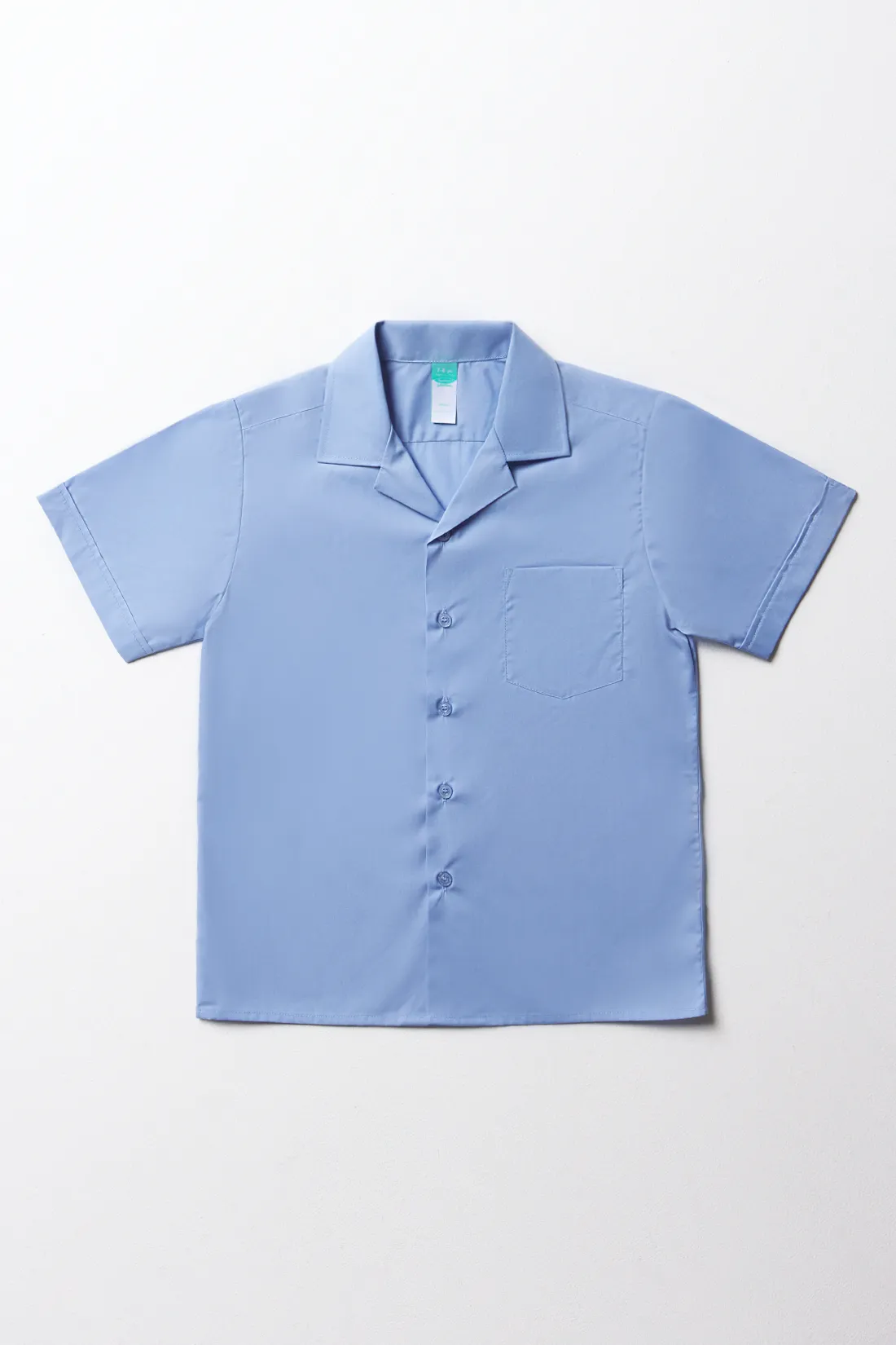 Unisex short sleeve open neck shirt mid blue - Kids's School Clothes ...