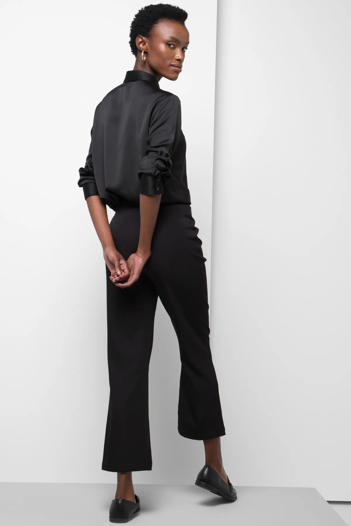 Cropped flare suiting pants black - Women's Pants