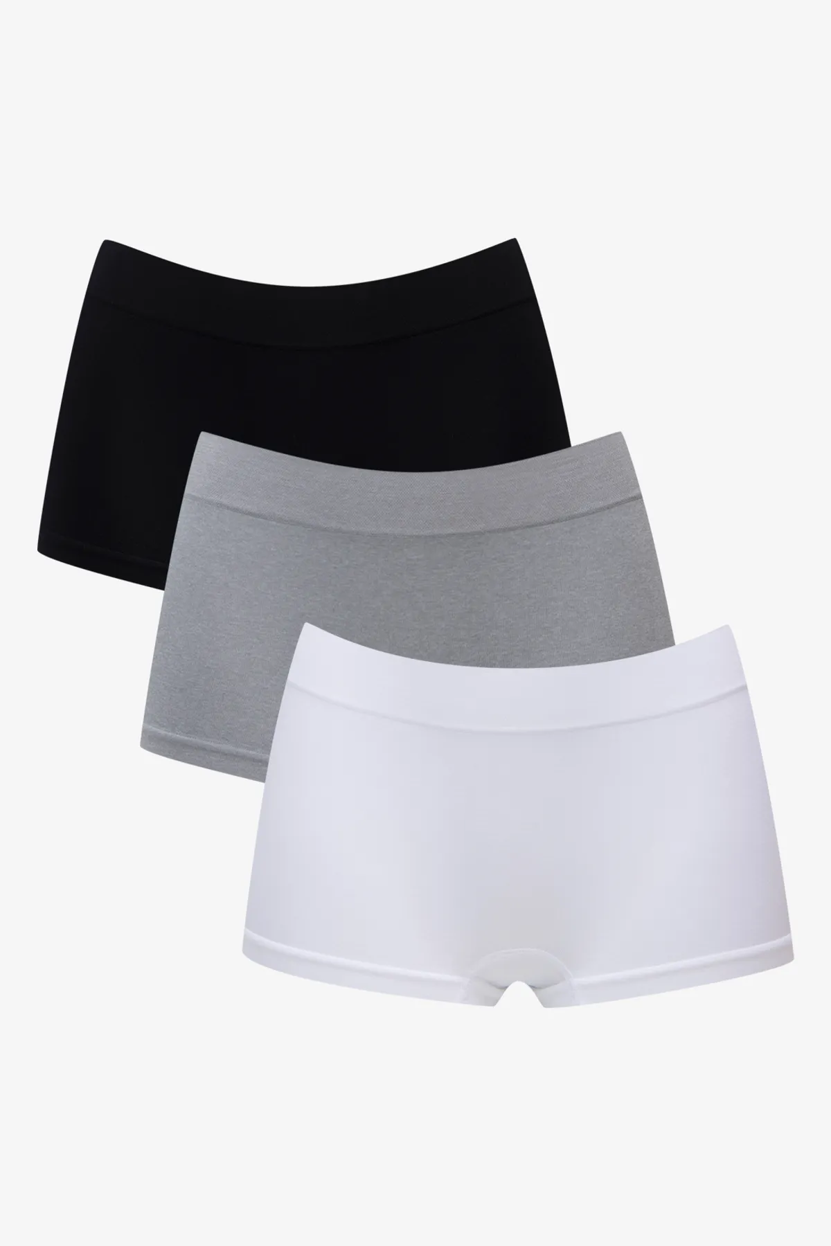 3 Pack seamfree boyley panties black, grey & white - WOMEN's Panties