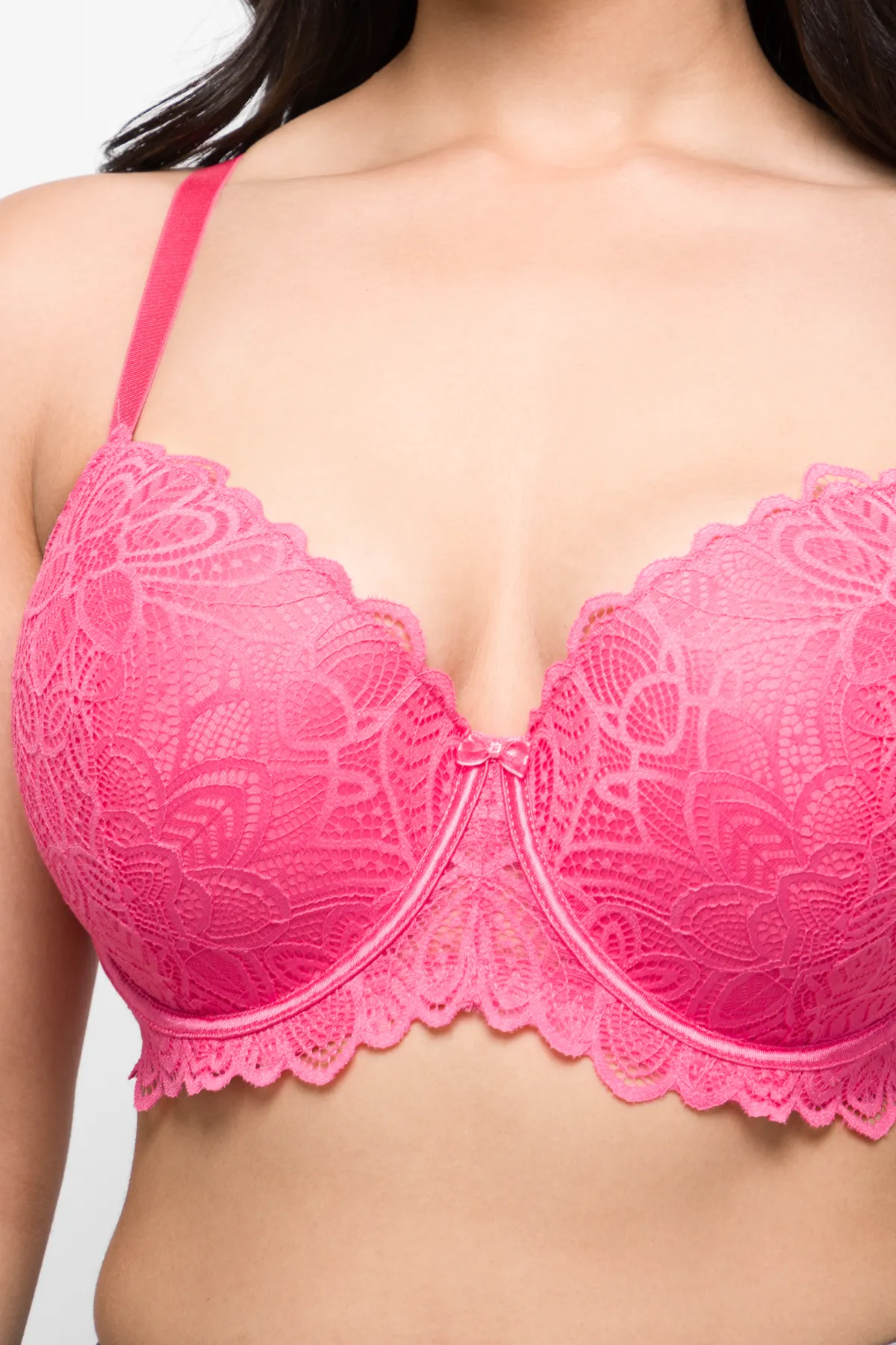 Plus size lace balconette bra pink - WOMEN's Bras