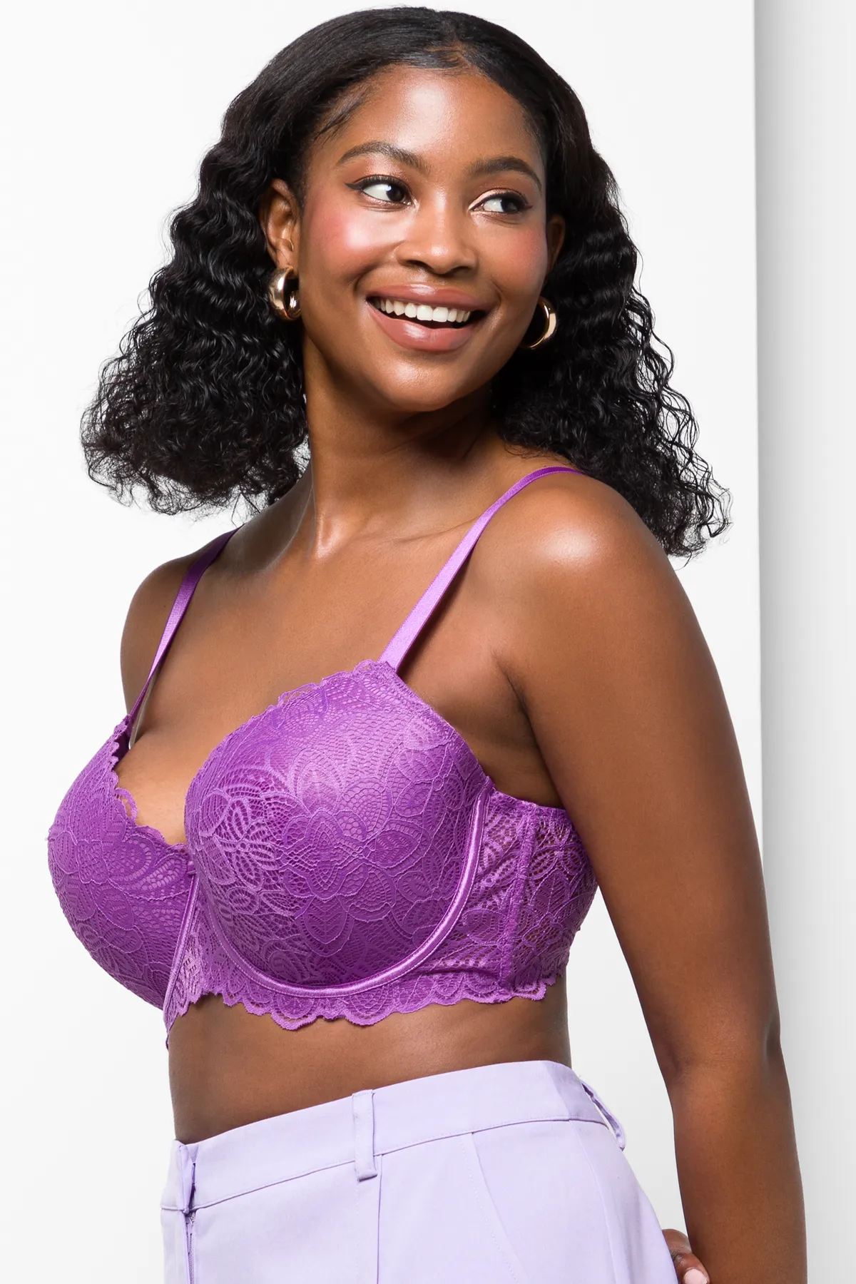 Plus size lace balconette bra purple - WOMEN's Bras