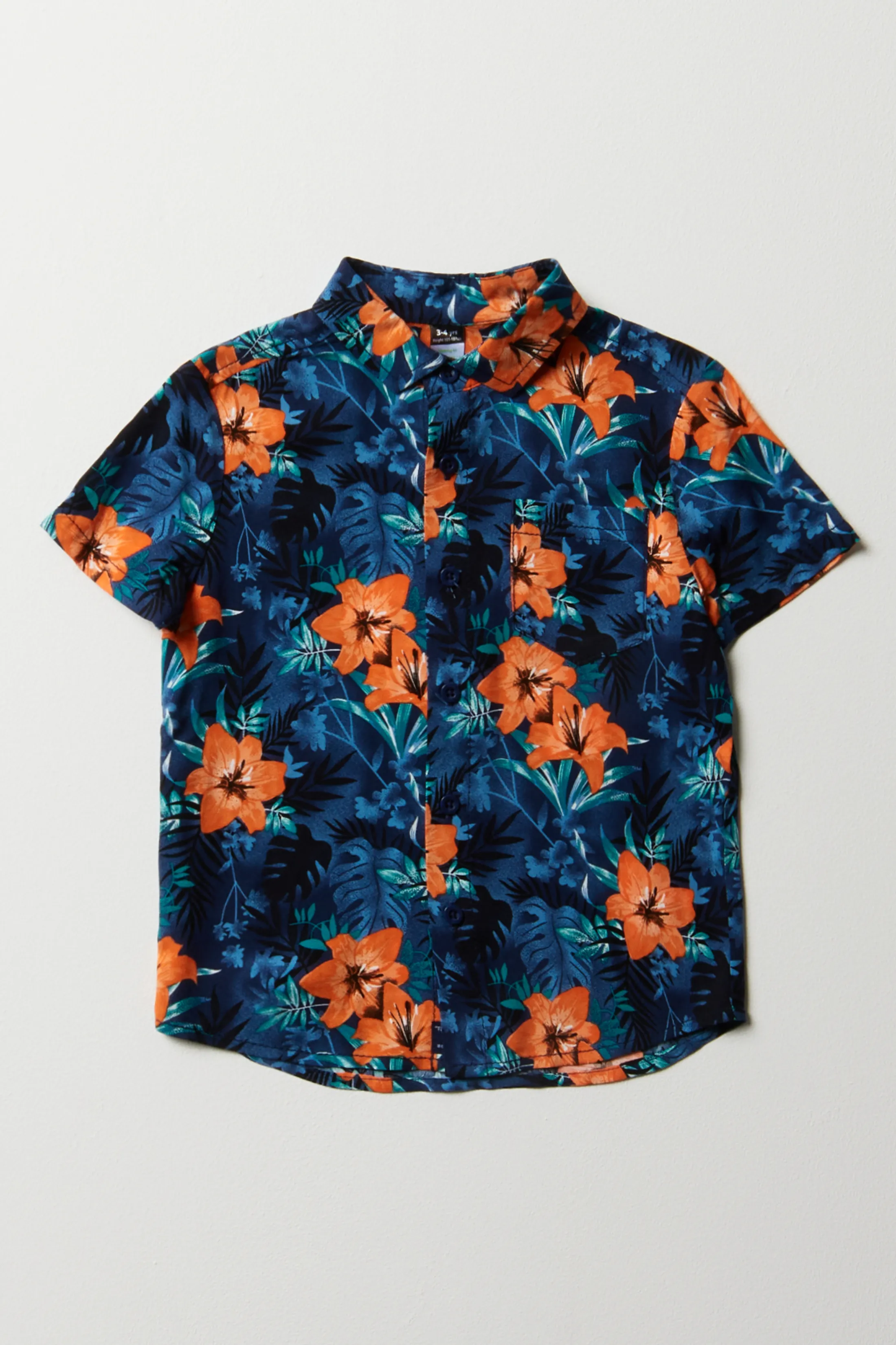 Floral short sleeve shirt navy - BOYS 2-10 YEARS Tops & T-Shirts