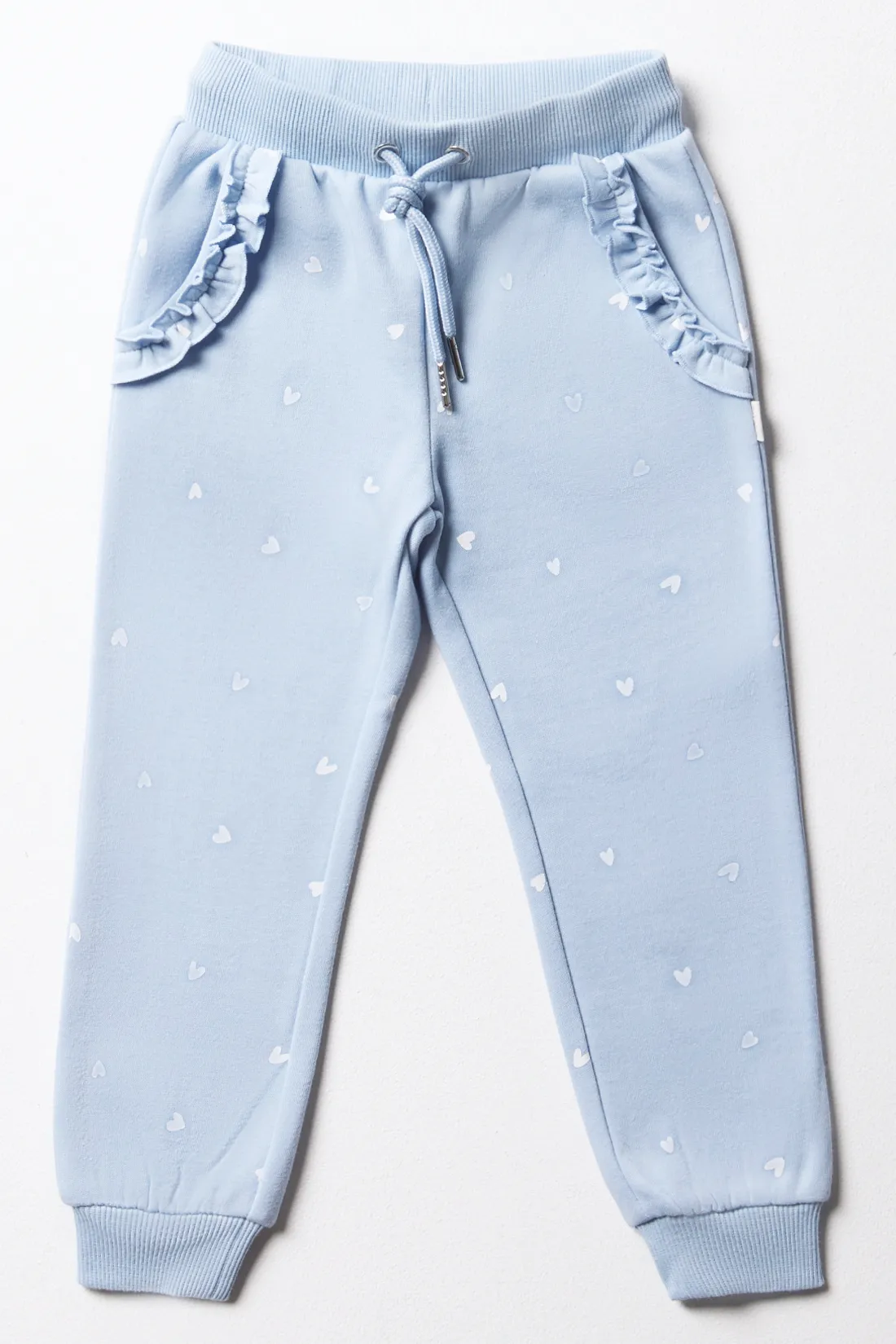 Pale blue denim joggers for girls 2 to 7 years